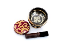 Ashtamangala Painted Singing Bowl – Double Dorje Center – Eyes of Buddha Back