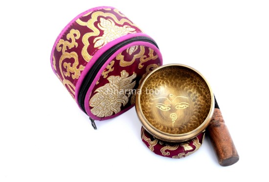 Hand Beaten Tibetan Mantra Singing Bowl – Eyes of Buddha Center – Multiple Sizes