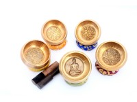 Hand-Casted & Hand-Beaten Embossed Singing Bowl – 4 & 5 Inches (Multiple Sacred Patterns)