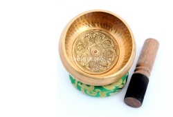Hand-Casted & Hand-Beaten Embossed Singing Bowl – 4 & 5 Inches (Multiple Sacred Patterns)