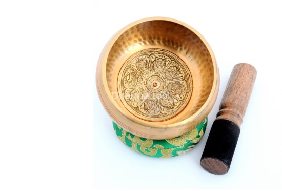 Hand-Casted & Hand-Beaten Embossed Singing Bowl – 4 & 5 Inches (Multiple Sacred Patterns)