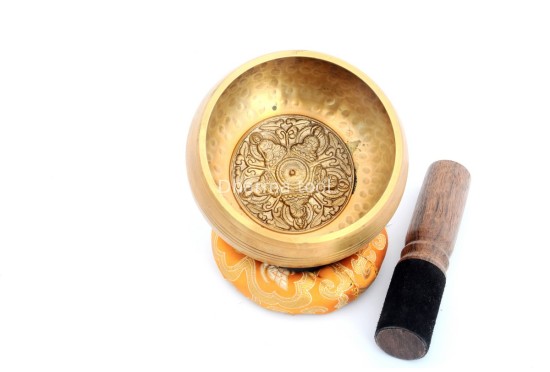 Hand-Casted & Hand-Beaten Embossed Singing Bowl – 4 & 5 Inches (Multiple Sacred Patterns)