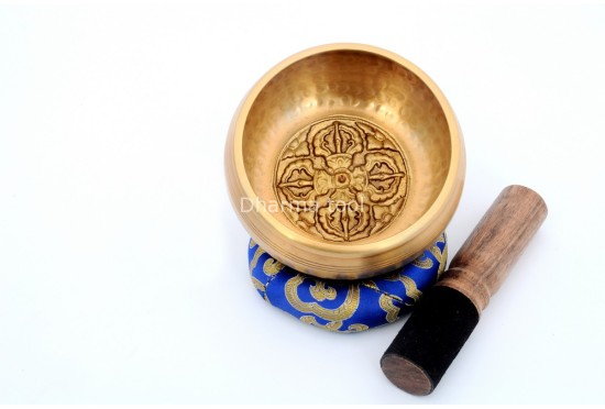 Hand-Casted & Hand-Beaten Embossed Singing Bowl – 4 & 5 Inches (Multiple Sacred Patterns)