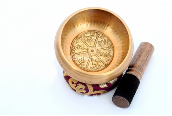 Hand-Casted & Hand-Beaten Embossed Singing Bowl – 4 & 5 Inches (Multiple Sacred Patterns)