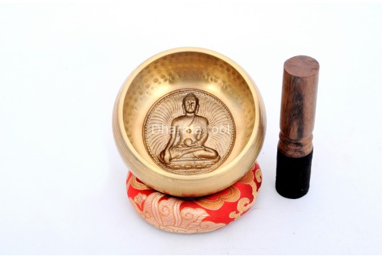 Hand-Casted & Hand-Beaten Embossed Singing Bowl – 4 & 5 Inches (Multiple Sacred Patterns)