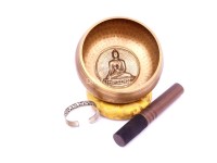 6-Inch Hand-Casted & Hand-Beaten Embossed Singing Bowl – Multiple Sacred Patterns