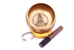 6-Inch Hand-Casted & Hand-Beaten Embossed Singing Bowl – Multiple Sacred Patterns