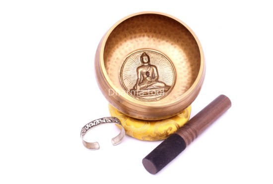 6-Inch Hand-Casted & Hand-Beaten Embossed Singing Bowl – Multiple Sacred Patterns