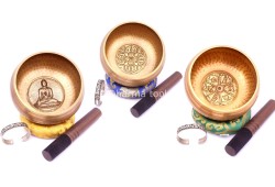 6-Inch Hand-Casted & Hand-Beaten Embossed Singing Bowl – Multiple Sacred Patterns