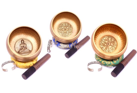 6-Inch Hand-Casted & Hand-Beaten Embossed Singing Bowl – Multiple Sacred Patterns
