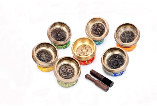 Pure Bronze Embossed Singing Bowl – 4 & 5 Inches (Multiple Sacred Symbols Available)