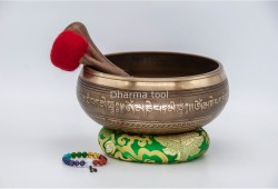 8 Inches Diameter Buddha Etched Hand-Casted Singing Bowl