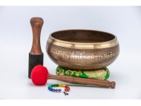 8 Inches Diameter Buddha Etched Hand-Casted Singing Bowl