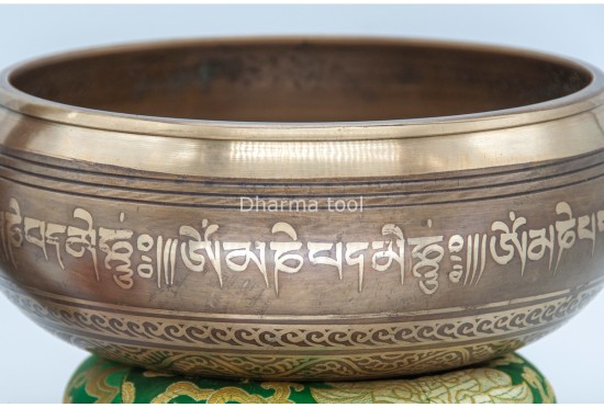 8 Inches Diameter Buddha Etched Hand-Casted Singing Bowl