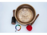 8 Inches Diameter Buddha Etched Hand-Casted Singing Bowl