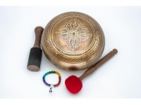 8 Inches Diameter Buddha Etched Hand-Casted Singing Bowl