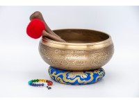 8 Inches Diameter Ganesha Etched Hand-Casted Singing Bowl