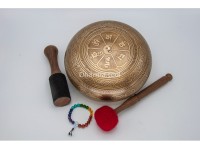 8 Inches Diameter Ganesha Etched Hand-Casted Singing Bowl