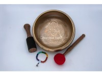 8 Inches Diameter Ganesha Etched Hand-Casted Singing Bowl