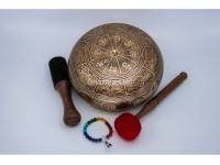 8 Inches Diameter Green Tara Etched Hand-Casted Singing Bowl