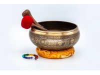 8 Inches Diameter Green Tara Etched Hand-Casted Singing Bowl