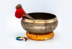 8 Inches Diameter Green Tara Etched Hand-Casted Singing Bowl