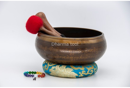 8 Inches Diameter Endless Knot Etched Hand-Casted Singing Bowl