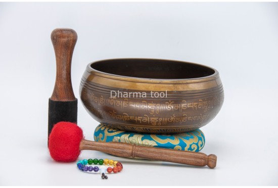 8 Inches Diameter Endless Knot Etched Hand-Casted Singing Bowl