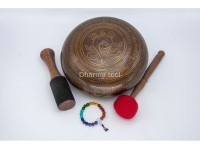 8 Inches Diameter Endless Knot Etched Hand-Casted Singing Bowl