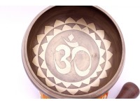 8-Inch Diameter Hindu Om Etched Hand-Casted Singing Bowl