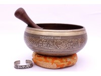 8-Inch Diameter Hindu Om Etched Hand-Casted Singing Bowl