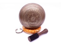 8-Inch Diameter Hindu Om Etched Hand-Casted Singing Bowl