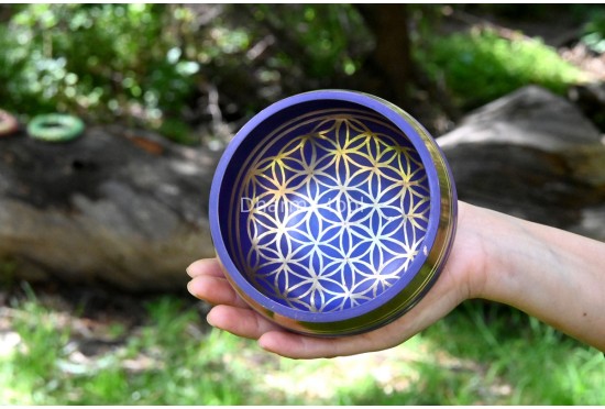 6-Inch Diameter Flower of Life Singing Bowl – Hand-Casted (MultiColor Options)