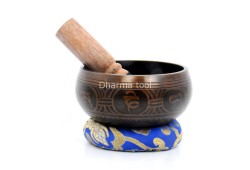 4-Inch Diameter Bronze Tibetan Singing Bowl – With Mantra, Buddha Eyes & Dorje (2 Finish Options)