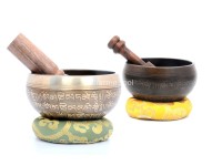 4-Inch Tibetan Mantra Etched Hand-Casted Singing Bowl – Full Mantra Design