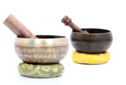4-Inch Tibetan Mantra Etched Hand-Casted Singing Bowl – Full Mantra Design