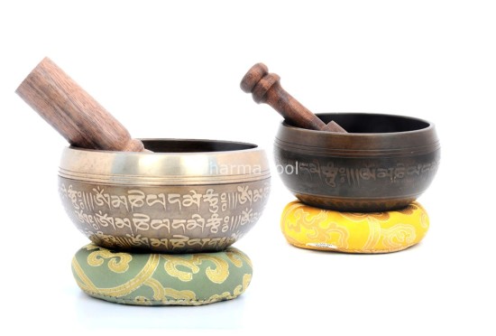 4-Inch Tibetan Mantra Etched Hand-Casted Singing Bowl – Full Mantra Design