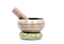 4-Inch Tibetan Mantra Etched Hand-Casted Singing Bowl – Full Mantra Design