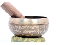 4-Inch Tibetan Mantra Etched Hand-Casted Singing Bowl – Full Mantra Design