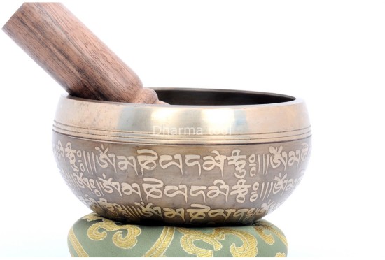 4-Inch Tibetan Mantra Etched Hand-Casted Singing Bowl – Full Mantra Design