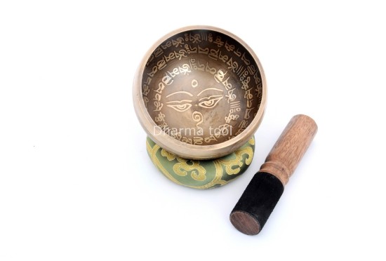 4-Inch Tibetan Mantra Etched Hand-Casted Singing Bowl – Full Mantra Design