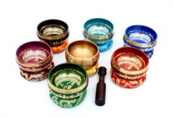 Hand-Casted Mantra Painted Palm Size Singing Bowl – MultiColor(option)