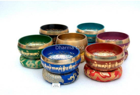 Hand-Casted Mantra Painted Palm Size Singing Bowl – MultiColor(option)