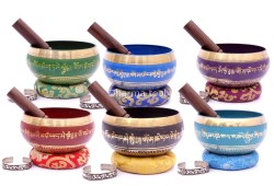 6-Inch Diameter Mantra Painted Singing Bowl – Hand-Casted MultiColor (Option)