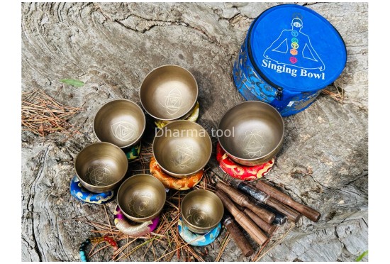 Chakra Healing Singing Bowl Set of 7 – Natural Finish