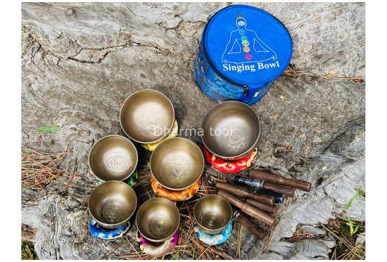 Chakra Healing Singing Bowl Set of 7 – Natural Finish