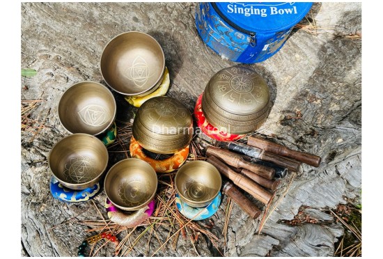 Chakra Healing Singing Bowl Set of 7 – Natural Finish