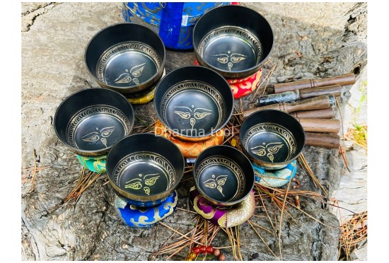 7 Chakra Healing Singing Bowl Set of 7 – Black Painted