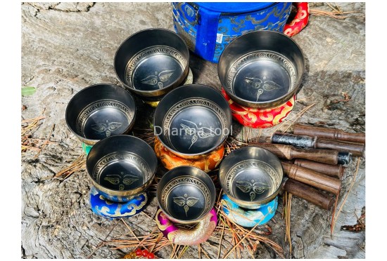 7 Chakra Healing Singing Bowl Set of 7 – Black Painted