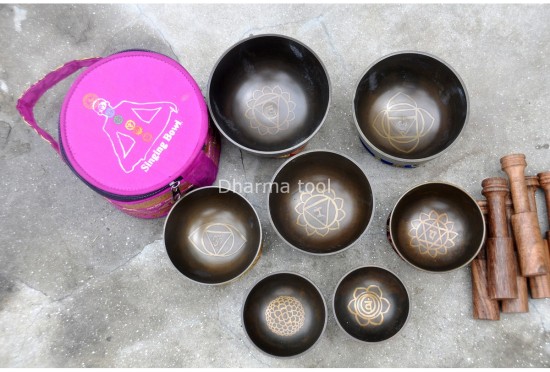 7 Chakra Healing Singing Bowl Set of 7 – Antique Finish